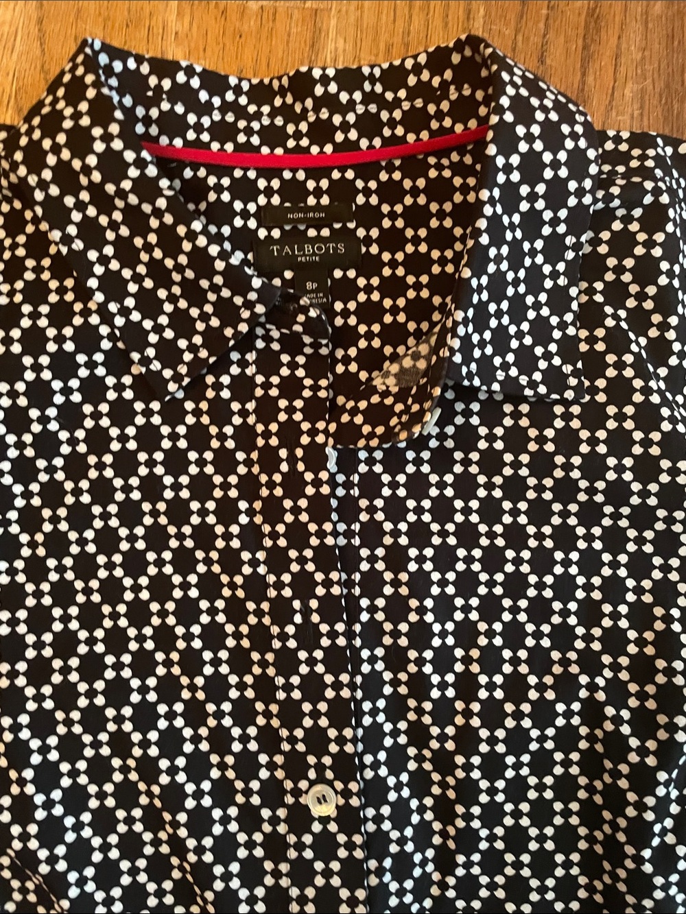 Talbots Black and White Dot-Cluster Button-Down Shirt